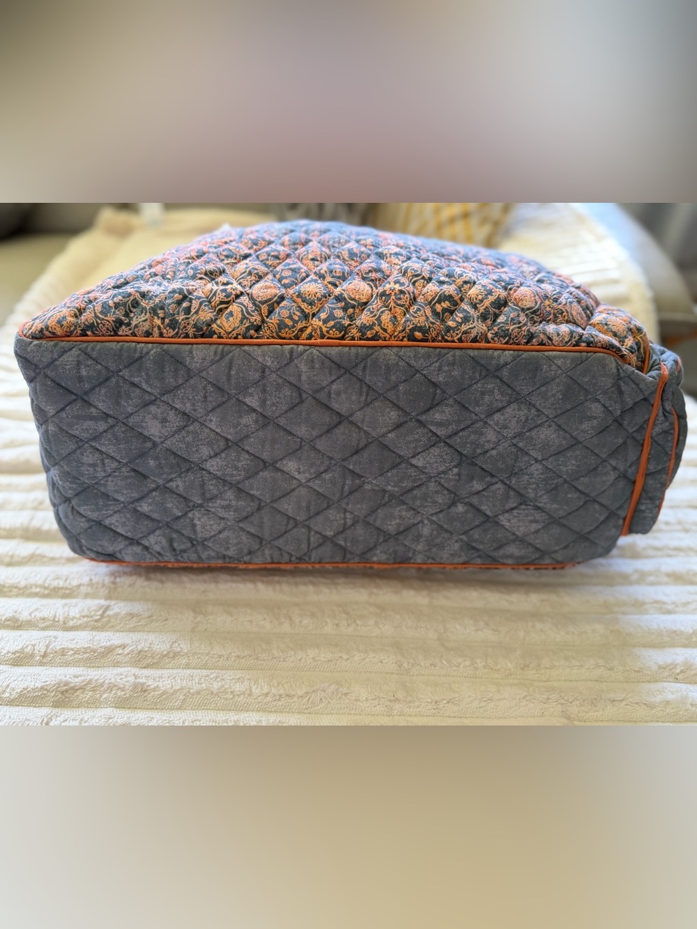 Maison d’Hermine Quilted Weekender Bag in Slate Blue & Rust - Picture 8 of 14